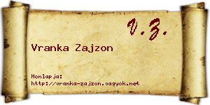 Vranka Zajzon névjegykártya